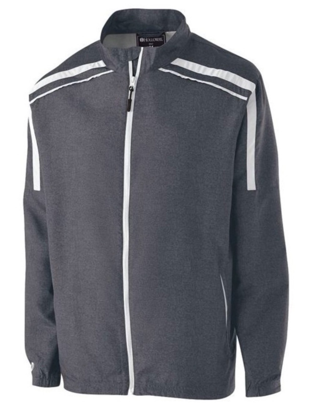 Holloway Youth Raider Jacket Charcoal Gray Windbreaker with White Contrast Trim